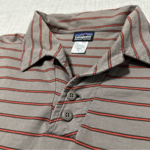 Patagonia Striped Organic Cotton Long Sleeve Polo Pocket Shirt Mens Size Large - Picture 3 of 6